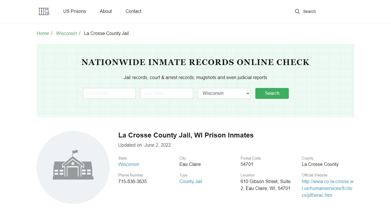 La Crosse County Jail, WI Prison Information