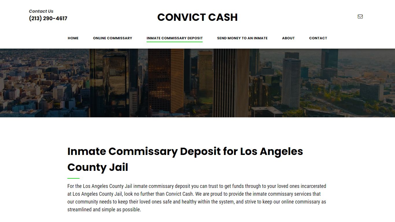Inmate Commissary Deposit in Los Angeles County Jail ...